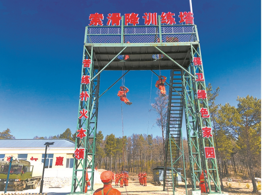 扑火队员进行索滑降训练.png 扑火队员进行索滑降训练.png