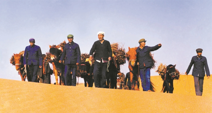 “治沙英雄”石光银带领群众治沙 石.png